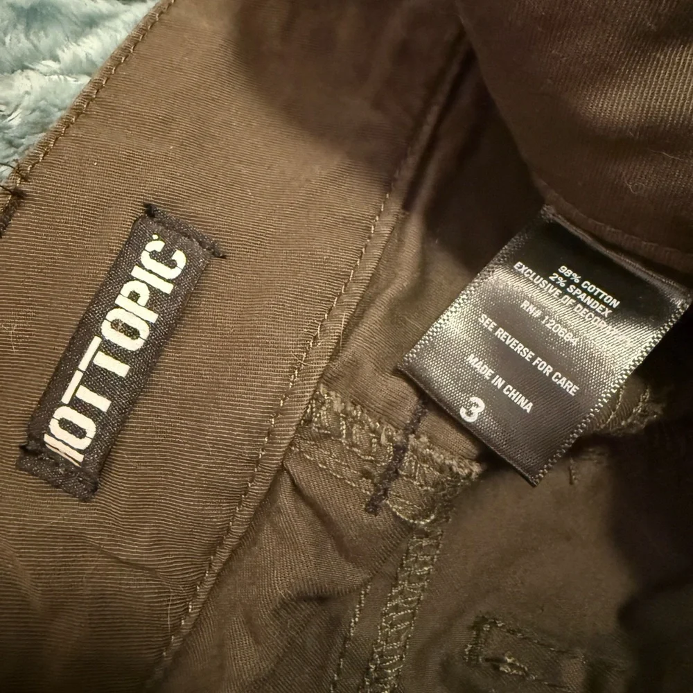 Hot Topic Dark Olive Pants with Black Accents - Picture 8 of 8